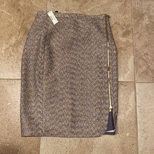 NWT J. CREW Metallic Tweed Pencil Skirt Crew Sz 6